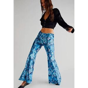 Free People Blue Floral Boot Cut Pants